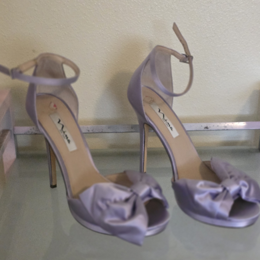 Nina Women's Lavender Satin Heels - Picture 3 of 3